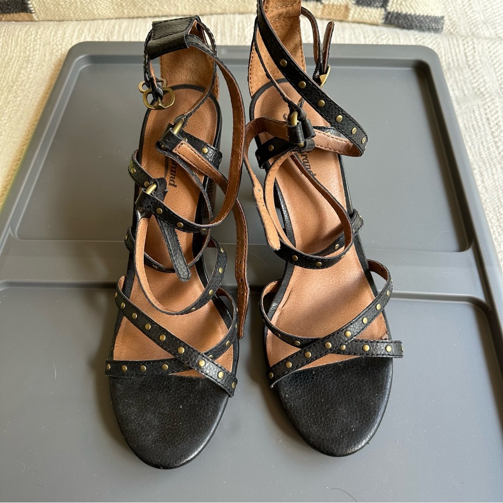 Lucky Brand Black Strappy Studded High Heel Sandals